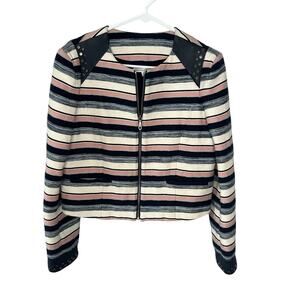 Rebecca Minkoff Stanford Stripe Studded Leather Trim Blazer Jacket Size 8